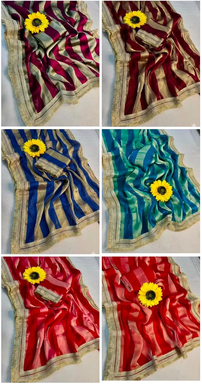 Plaine Stripe Fendy Satin Silk Saree Collection