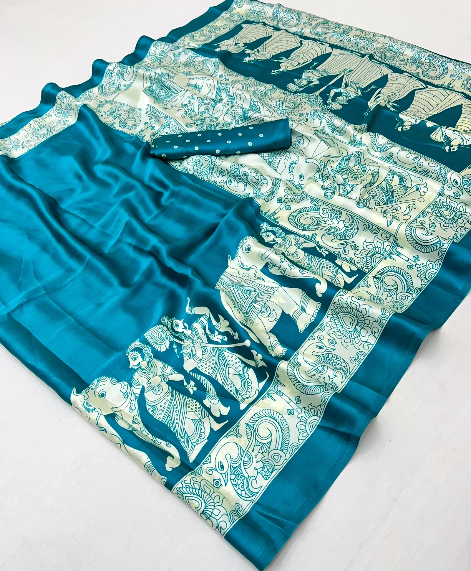 Pure Ajrakh 015 Modal Satin Ajrakh Printed Saree Collection