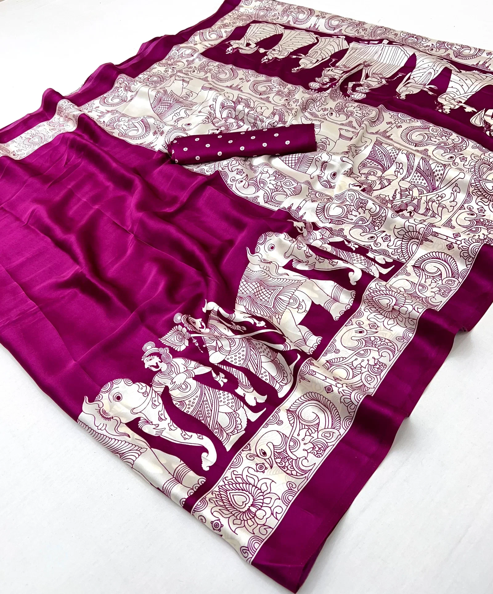 Pure Ajrakh 015 Modal Satin Ajrakh Printed Saree Collection