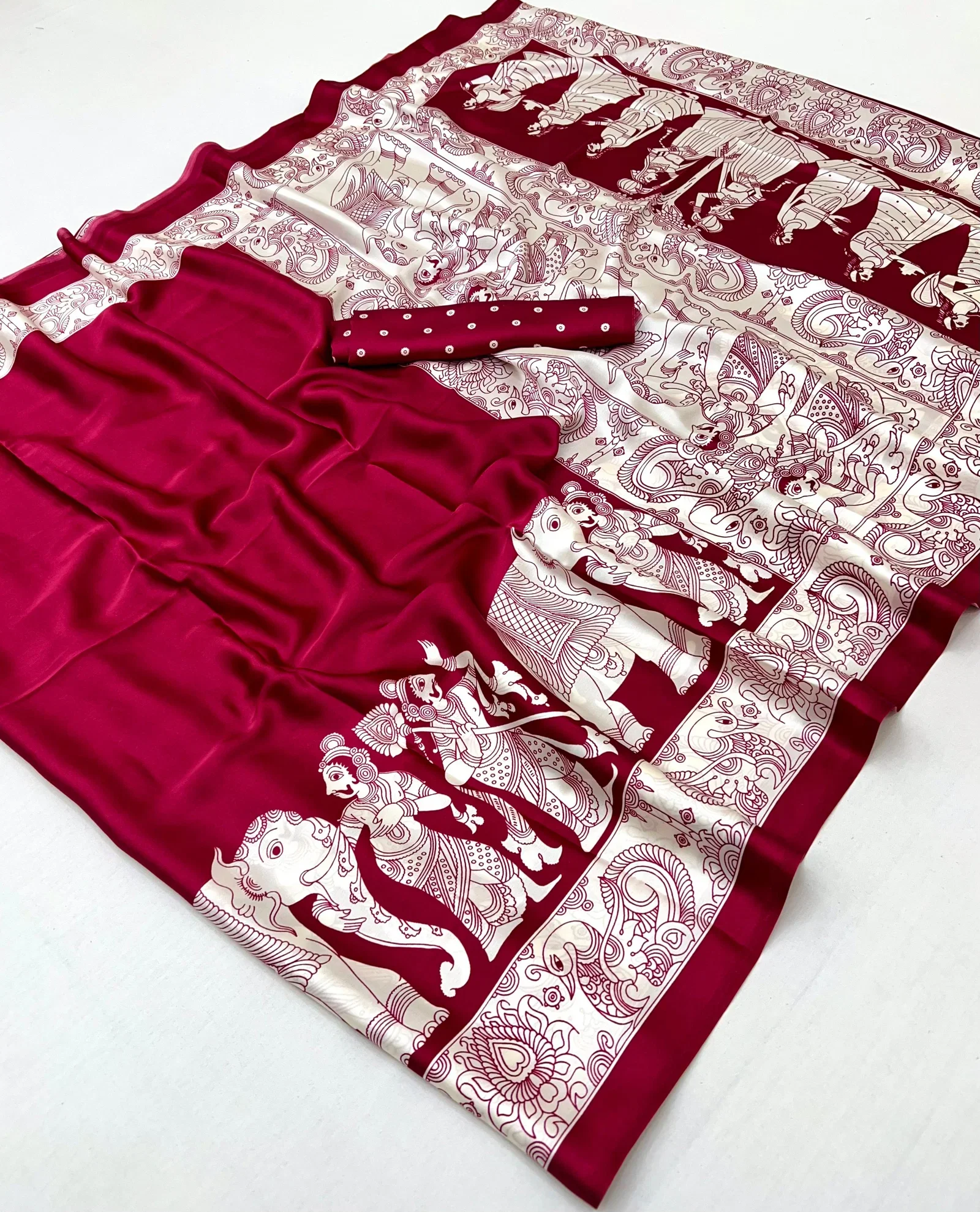 Pure Ajrakh 015 Modal Satin Ajrakh Printed Saree Collection