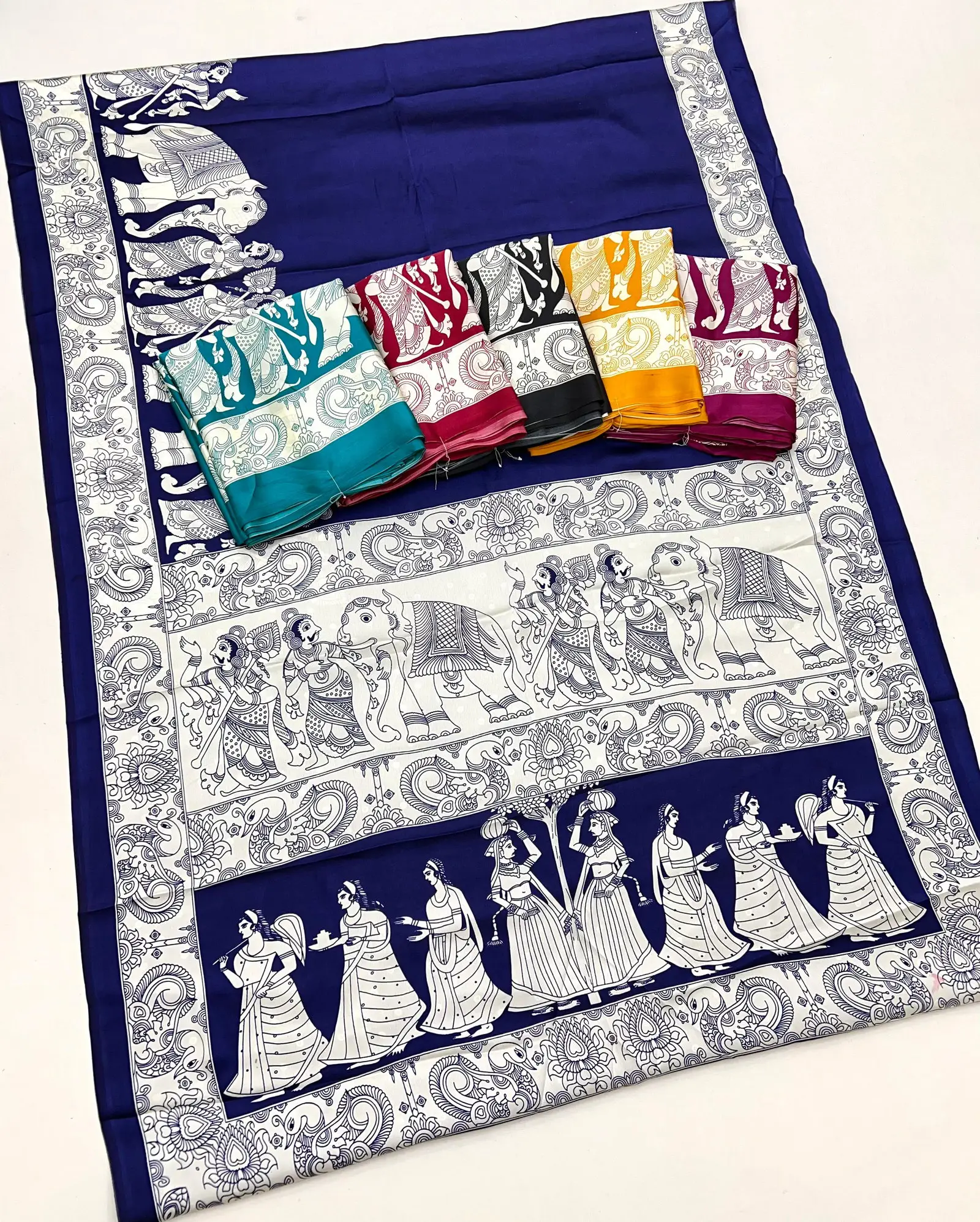 Pure Ajrakh 015 Modal Satin Ajrakh Printed Saree Collection
