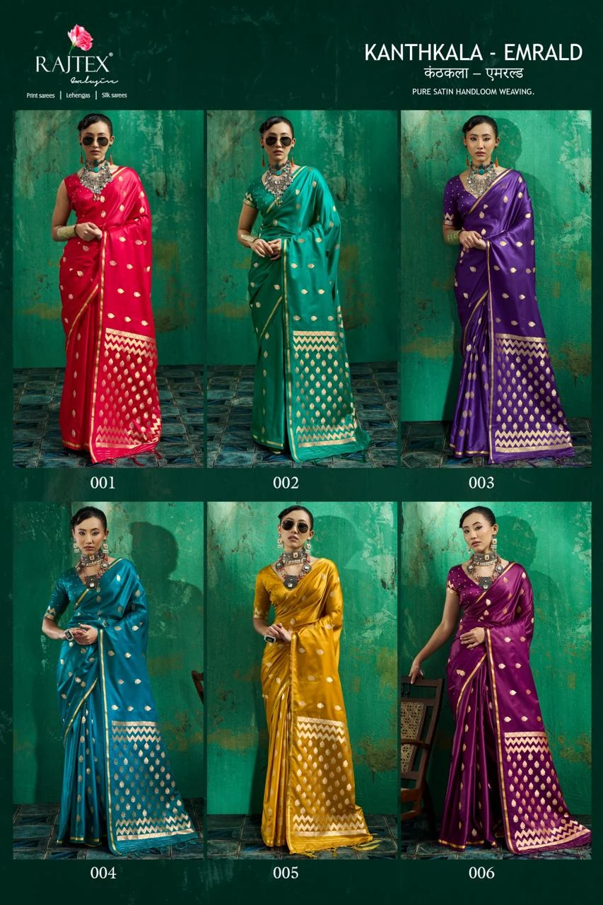 Rajtex Kanthkala Emrald Satin Weaving Saree Collection