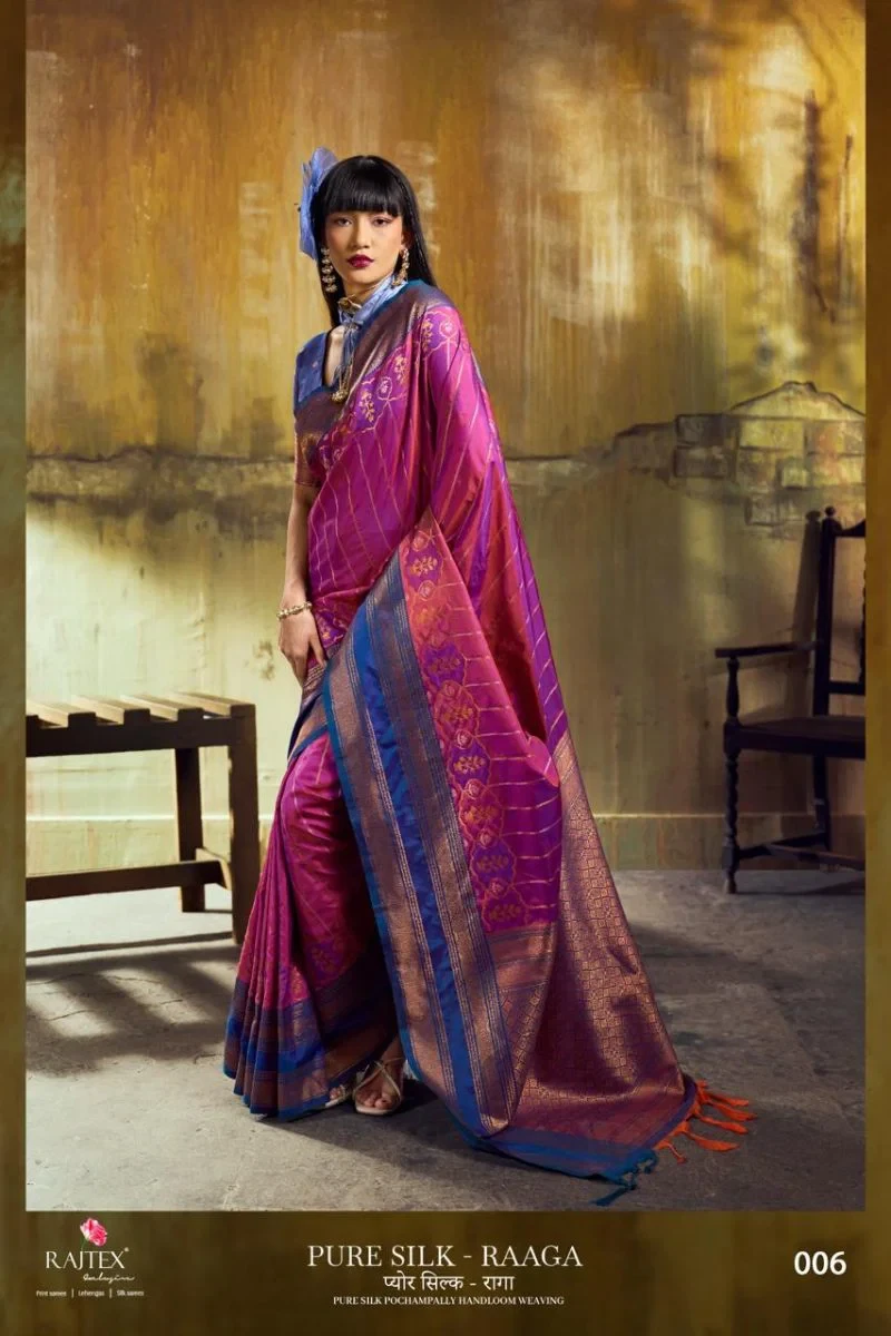 Rajtex Pure Silk Raaga Silk Pochampally Handloom Weaving Saree Collection