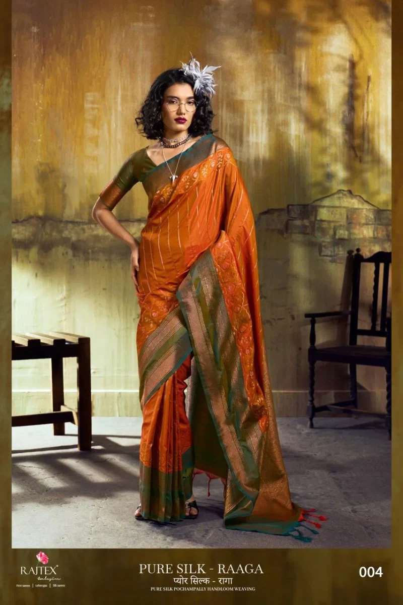 Rajtex Pure Silk Raaga Silk Pochampally Handloom Weaving Saree Collection