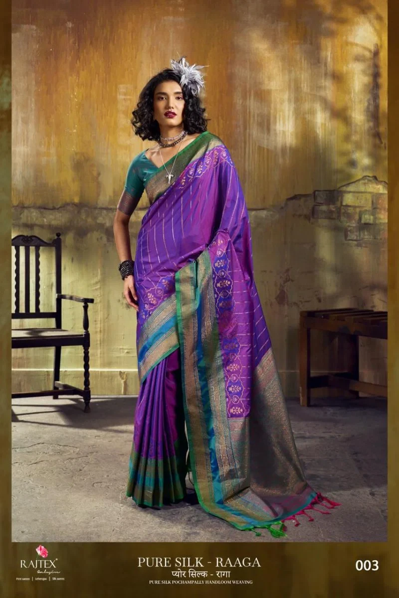 Rajtex Pure Silk Raaga Silk Pochampally Handloom Weaving Saree Collection