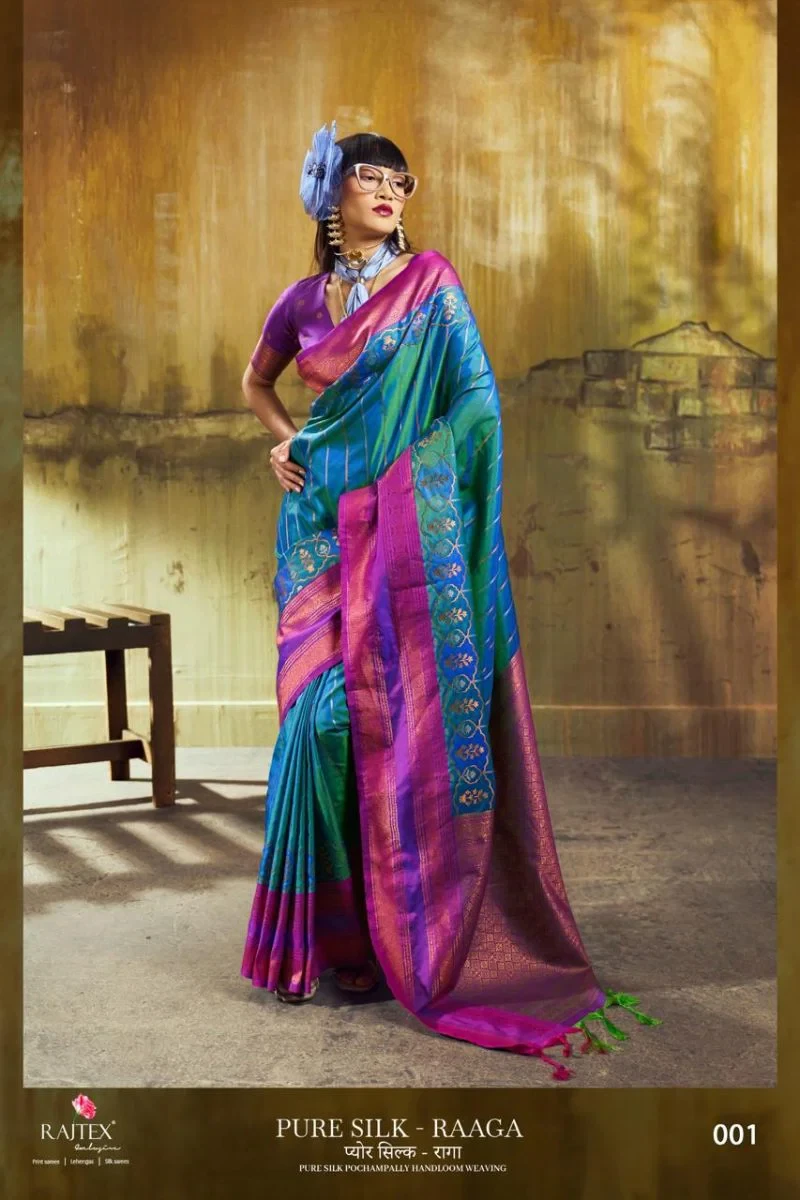 Rajtex Pure Silk Raaga Silk Pochampally Handloom Weaving Saree Collection