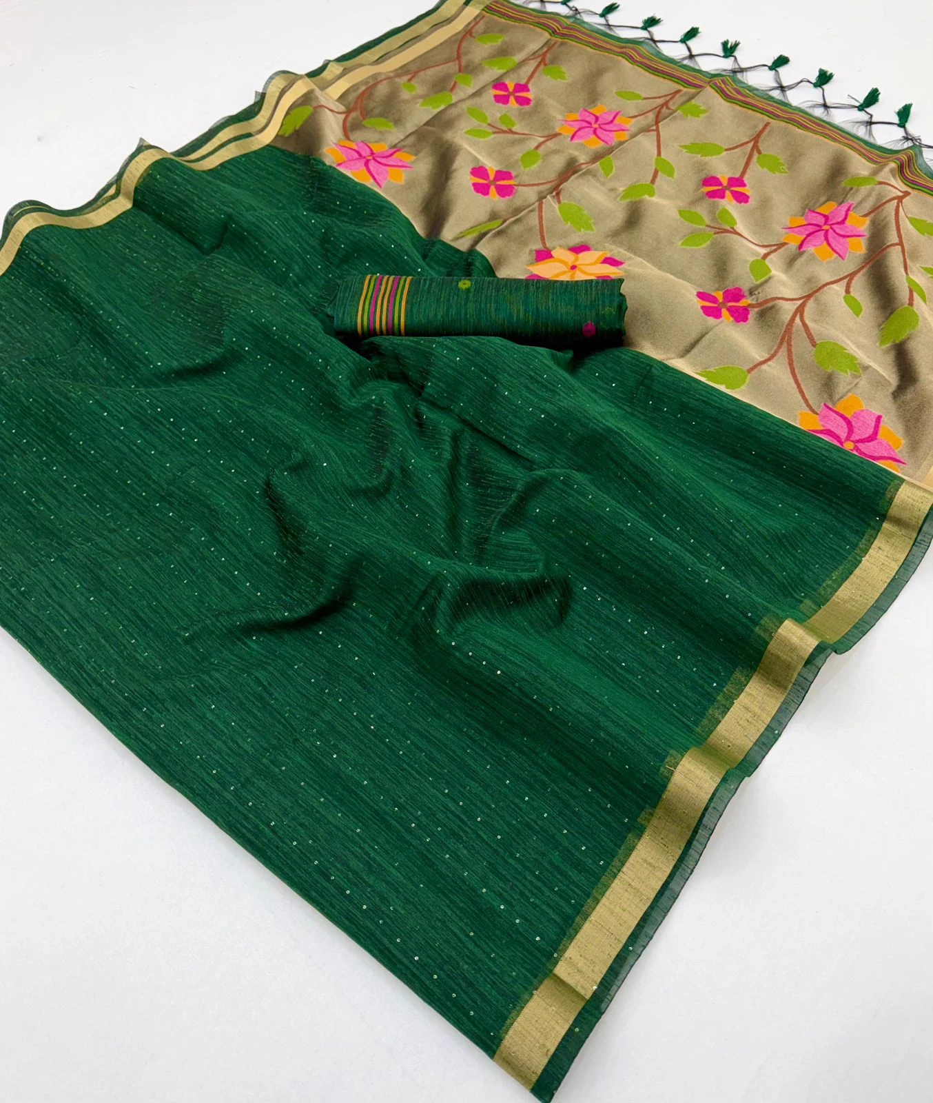 Rajtex Sitaara Munga Silk Handloom Weaving Saree