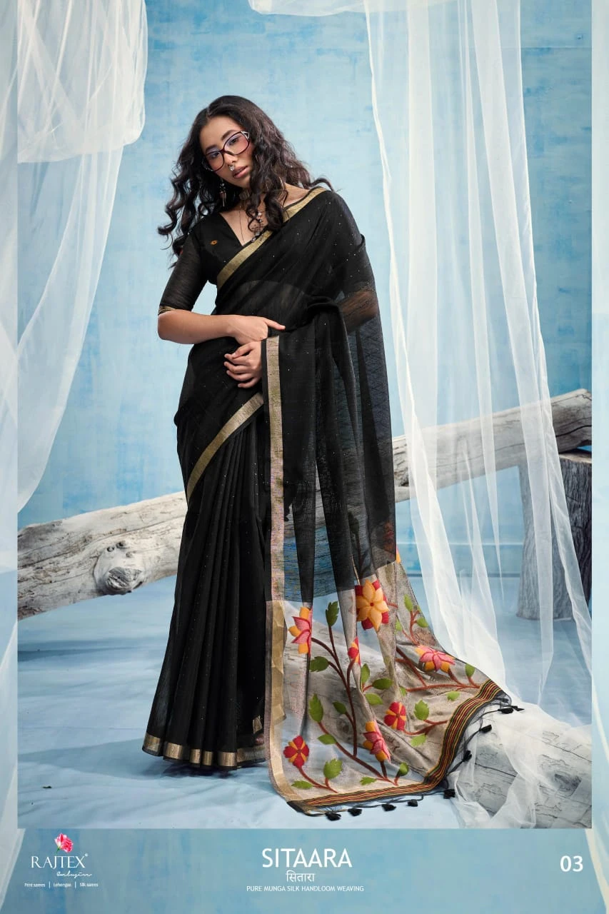 Rajtex Sitaara Munga Silk Handloom Weaving Saree