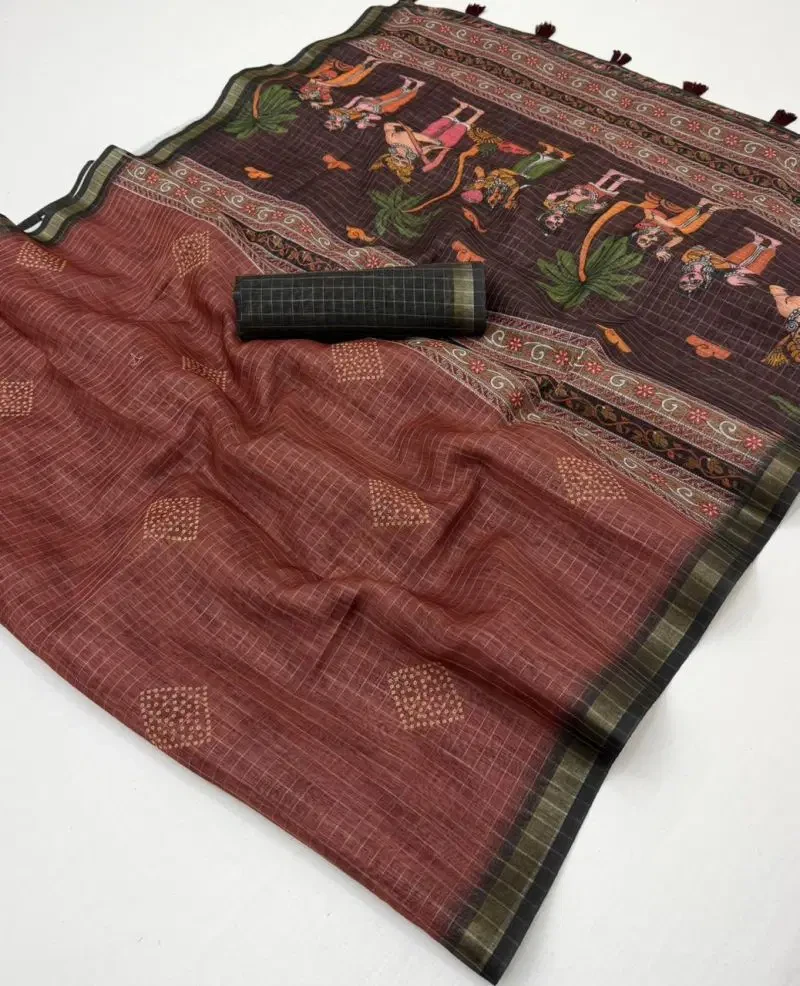 Rajyog Viona 1071 to 76 Pure Linen Zari Weaving Saree Collection