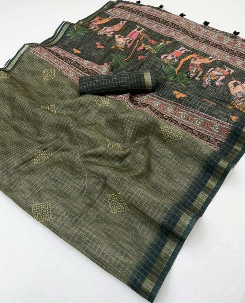 Rajyog Viona 1071 to 76 Pure Linen Zari Weaving Saree Collection