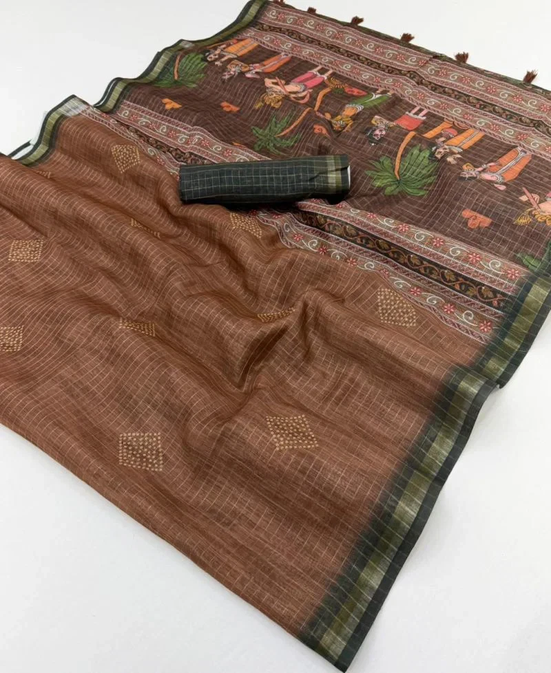Rajyog Viona 1071 to 76 Pure Linen Zari Weaving Saree Collection