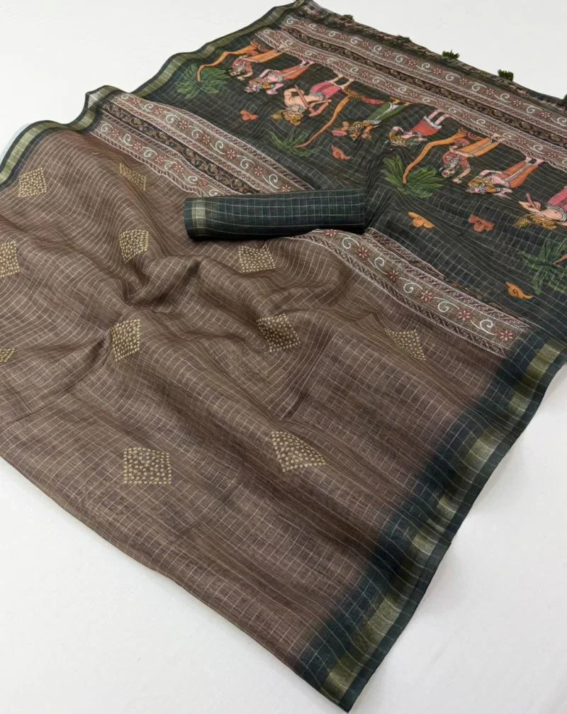Rajyog Viona 1071 to 76 Pure Linen Zari Weaving Saree Collection