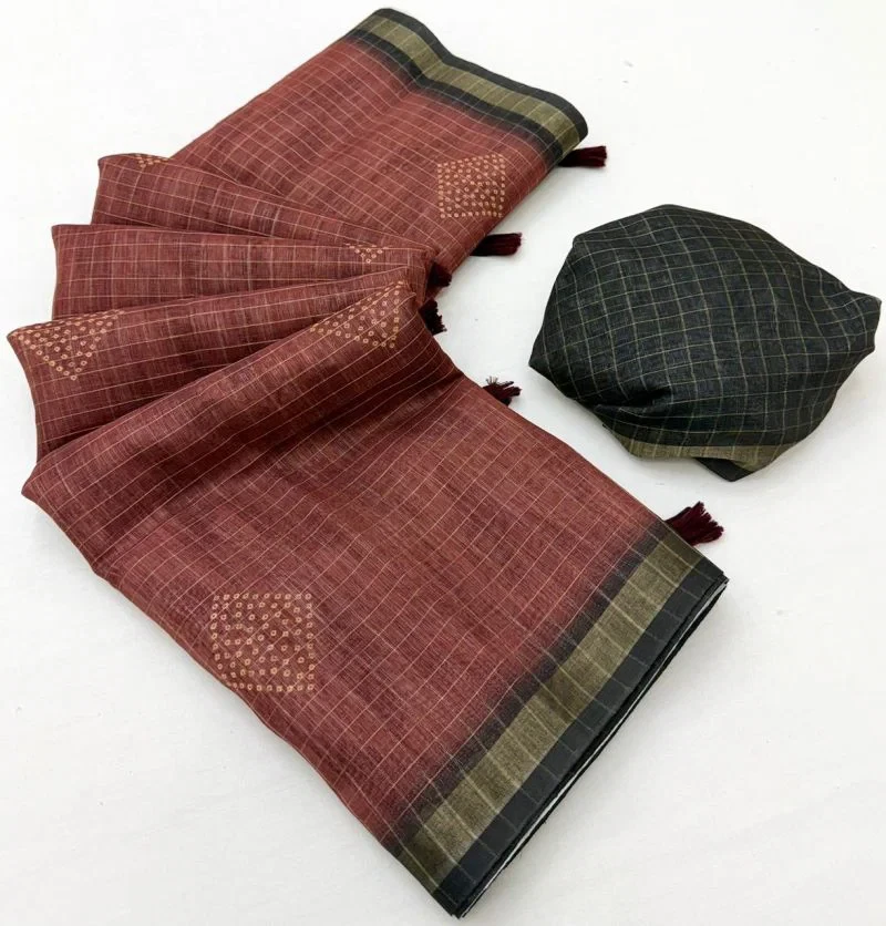 Rajyog Viona 1071 to 76 Pure Linen Zari Weaving Saree Collection