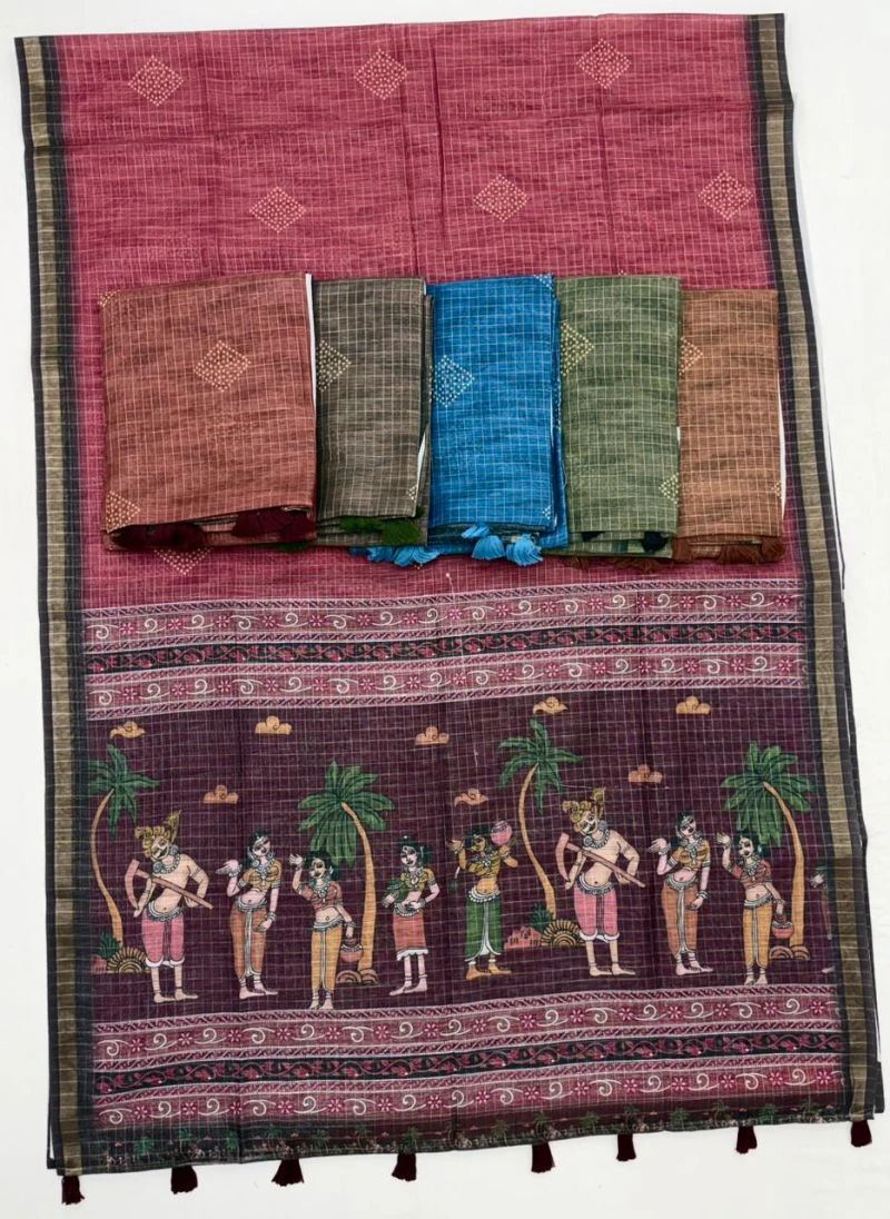 Rajyog Viona 1071 to 76 Pure Linen Zari Weaving Saree Collection