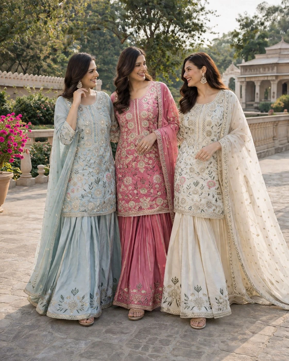 Ready to Wear Heavy Embroidery Crepe Silk Top Palazzo Set