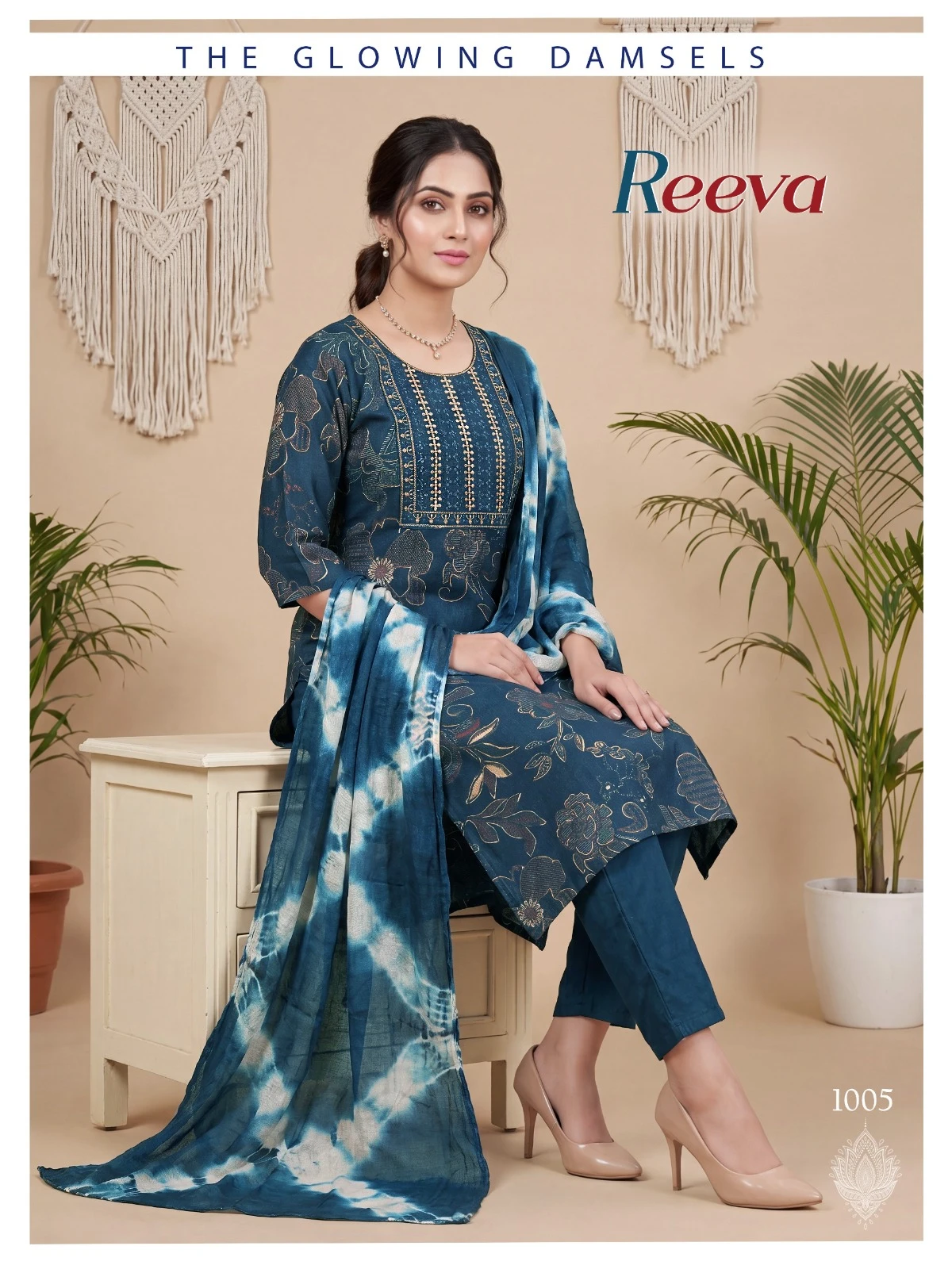 Reeva Vol 1 Foil Print Embroidered Kurti