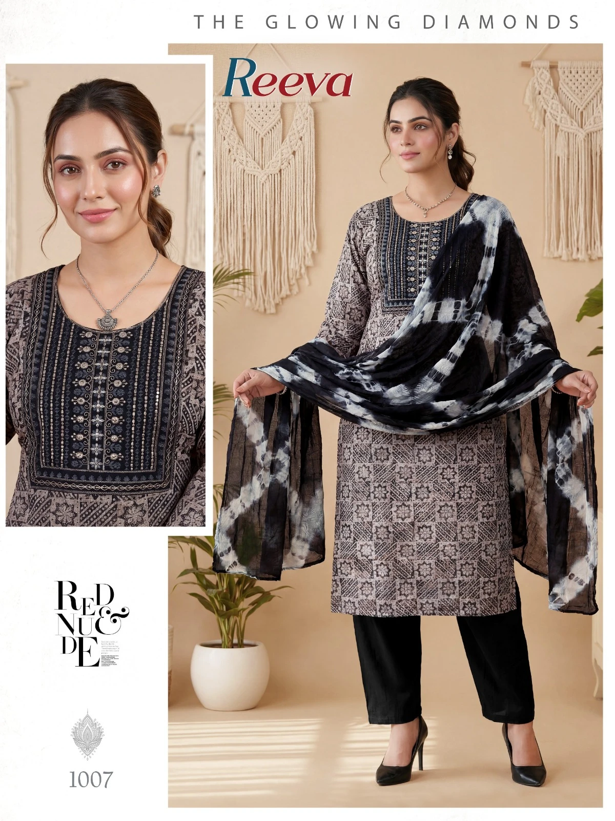 Reeva Vol 1 Foil Print Embroidered Kurti
