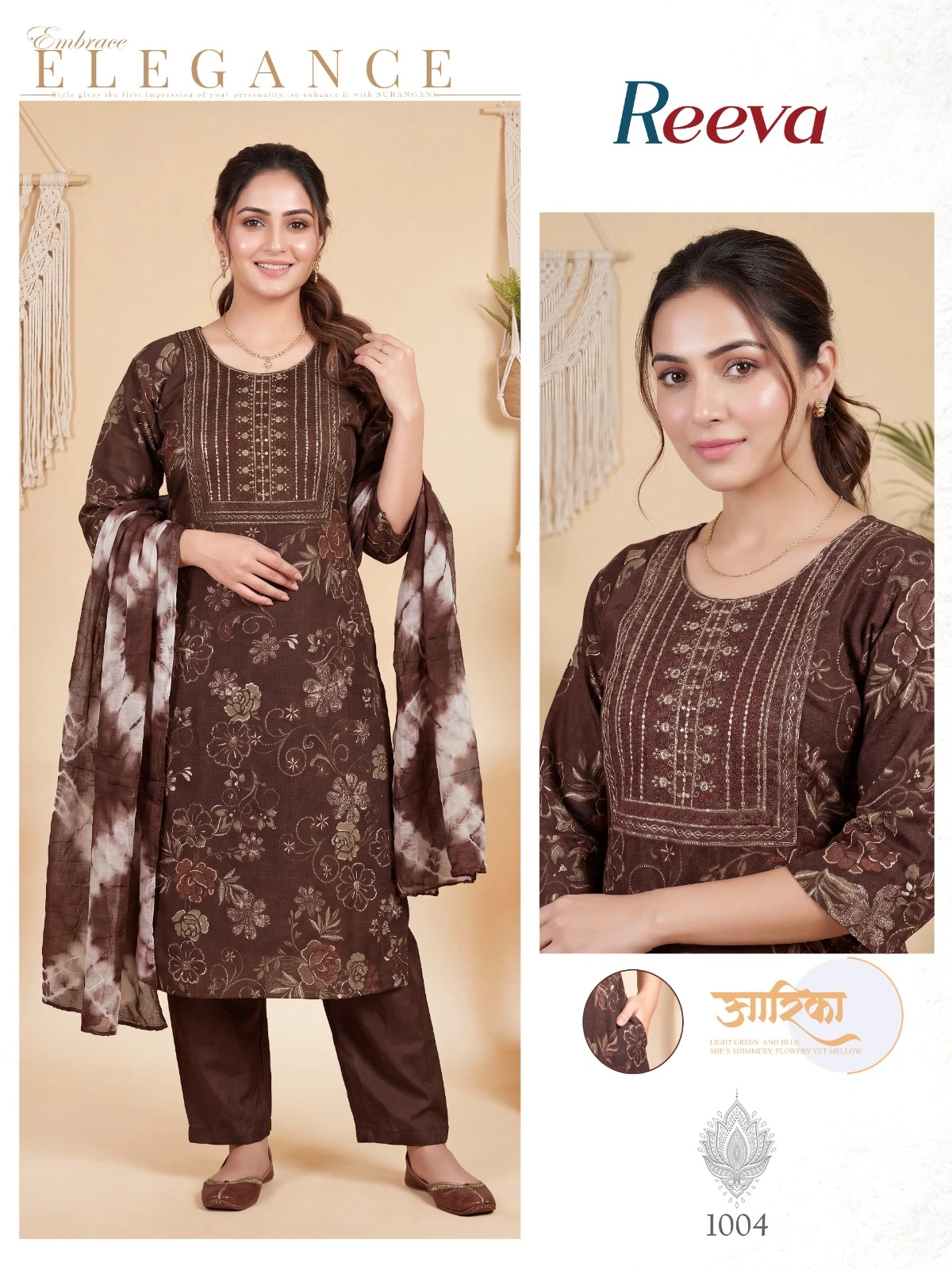 Reeva Vol 1 Foil Print Embroidered Kurti