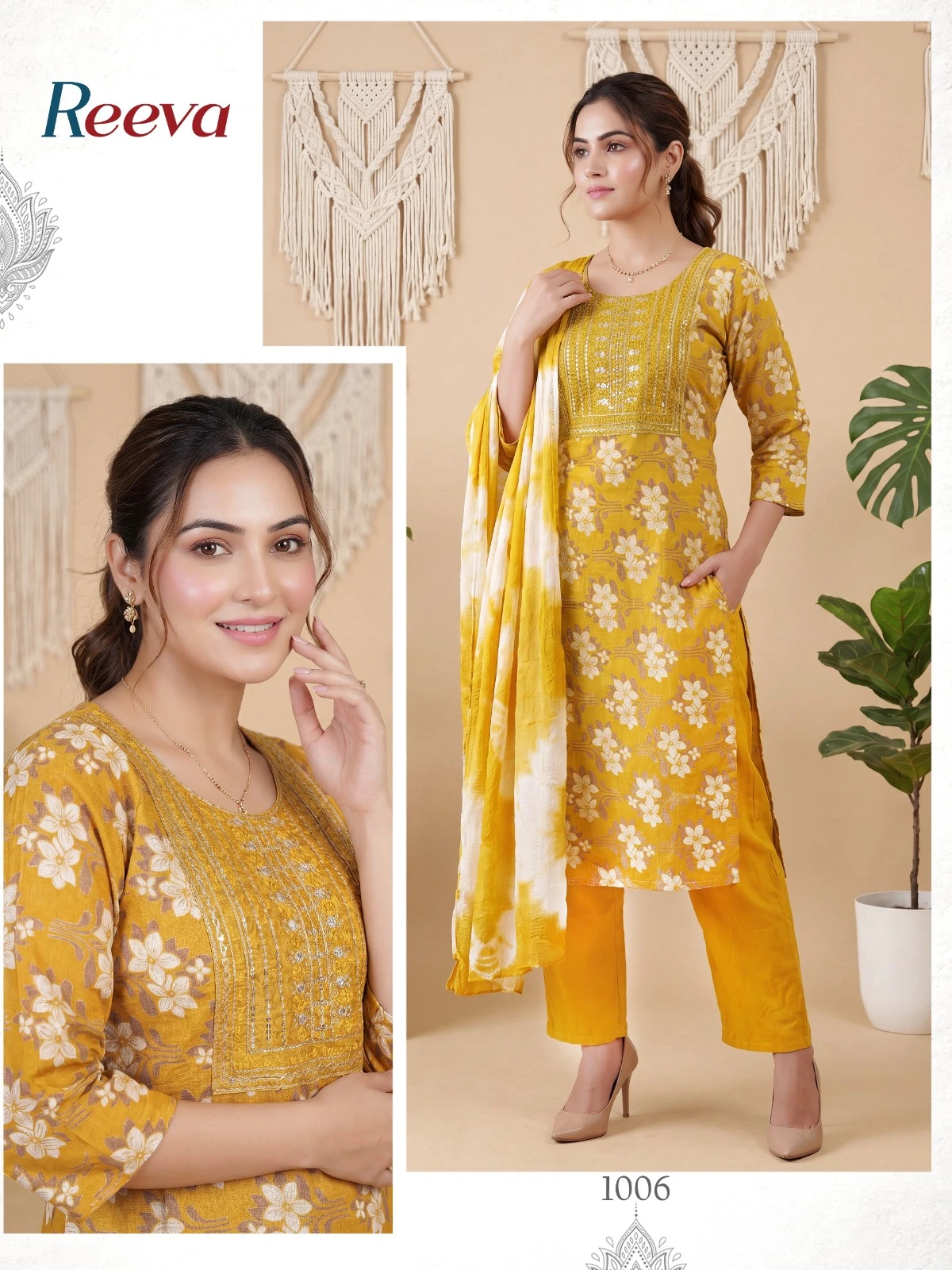 Reeva Vol 1 Foil Print Embroidered Kurti