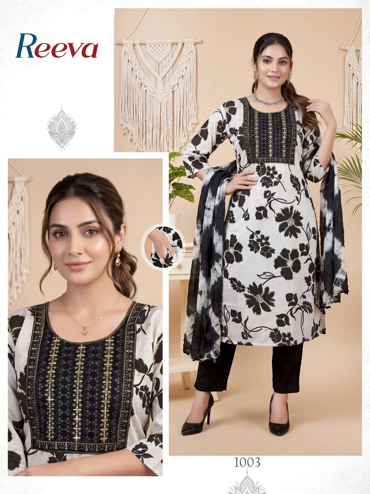 Reeva Vol 1 Foil Print Embroidered Kurti