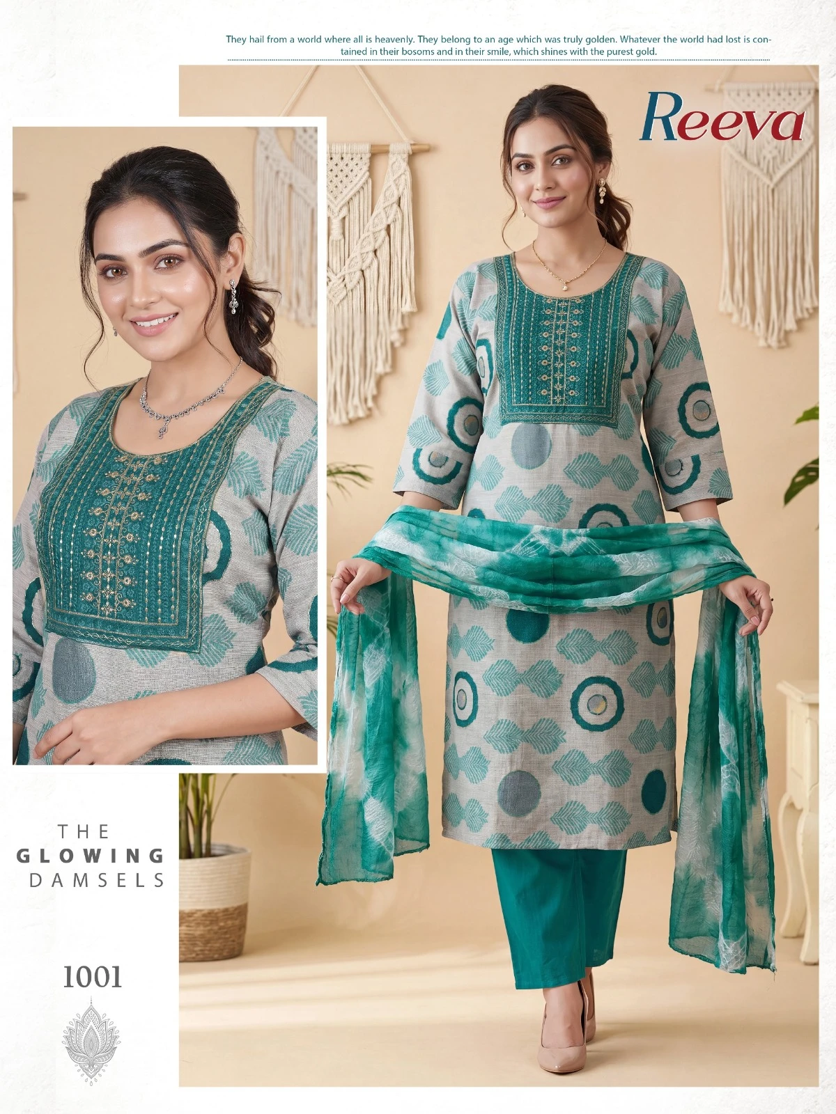 Reeva Vol 1 Foil Print Embroidered Kurti