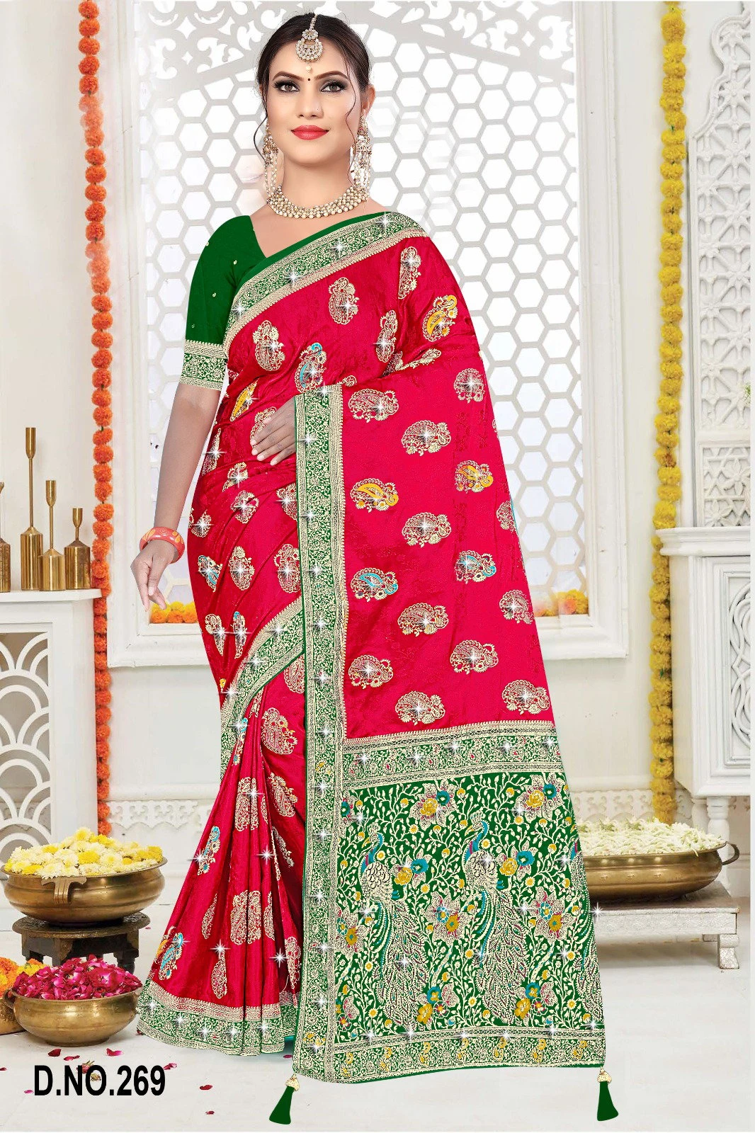 Reva Kasturi Nylone Sattin Swaroski Vol 2 Satin Contrast Pallu Saree Collection
