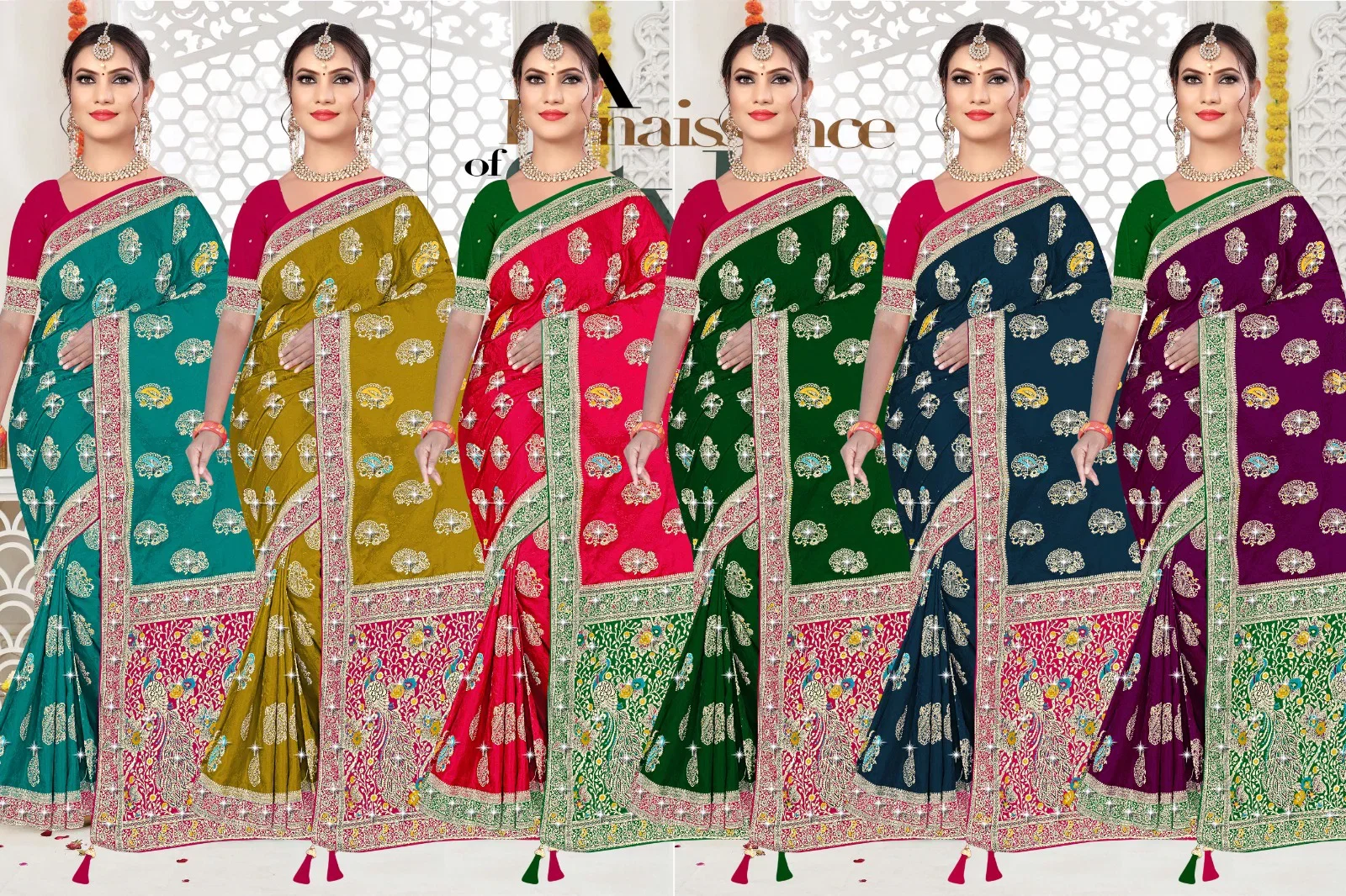 Reva Kasturi Nylone Sattin Swaroski Vol 2 Satin Contrast Pallu Saree Collection
