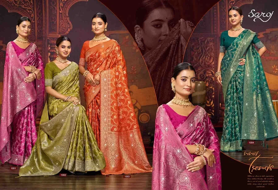 Saroj Aisha Satin Saroski Vol 1 Satin Silk Saree Collection
