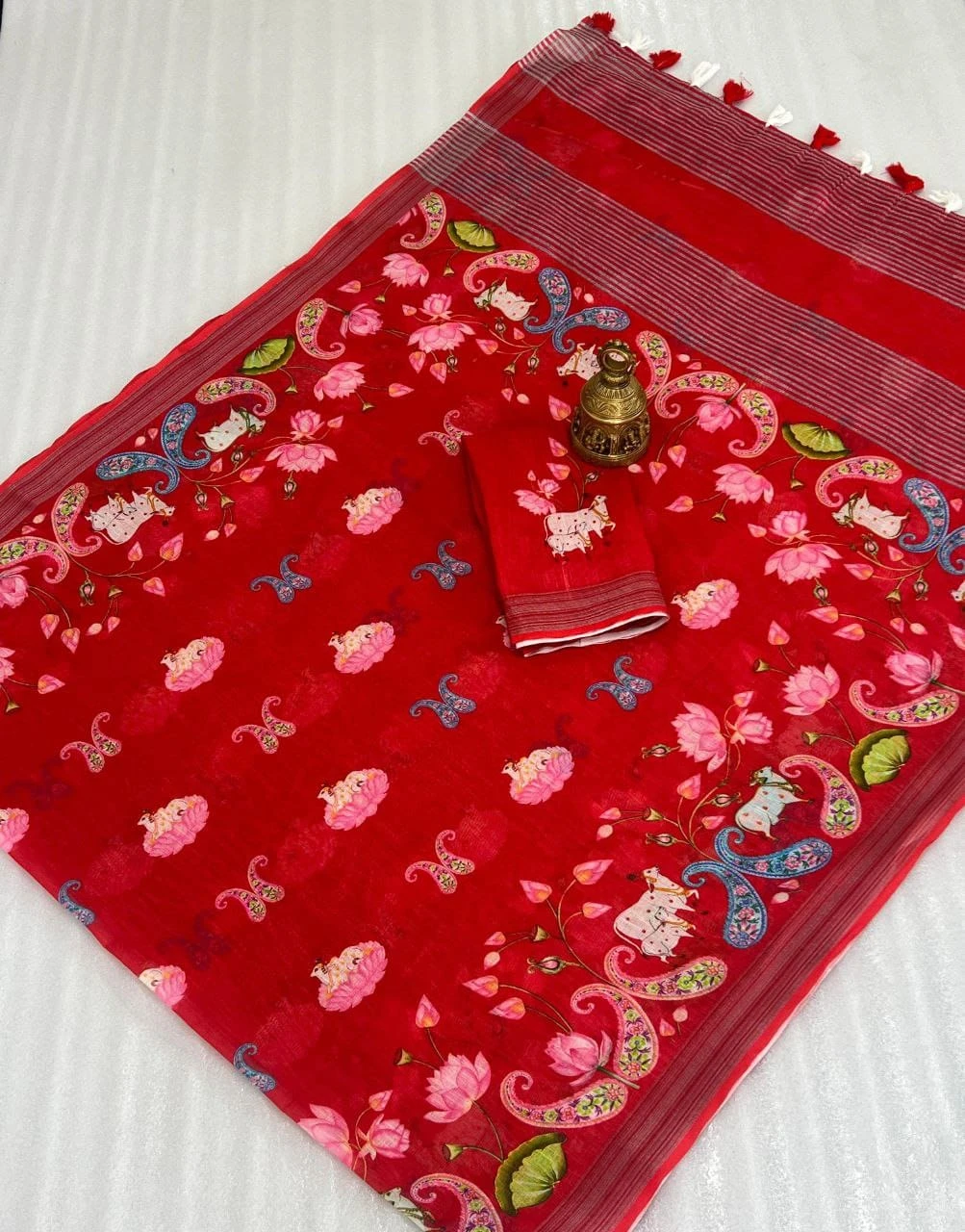 Scmg Pichwai Linen Printed Fancy Saree Collection