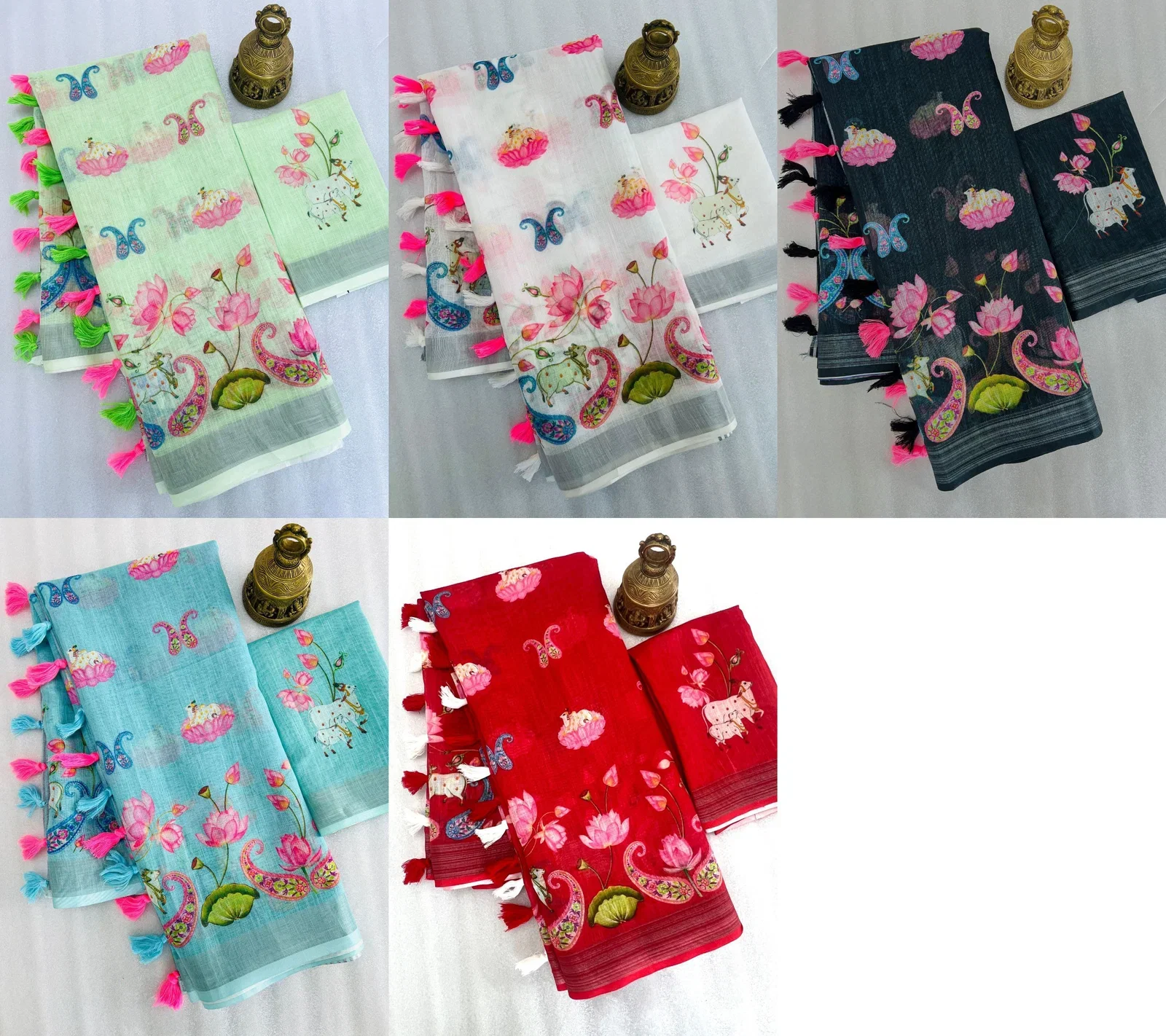 Scmg Pichwai Linen Printed Fancy Saree Collection