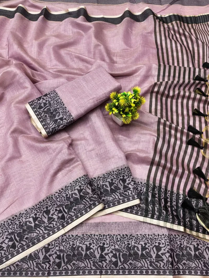 Scwt Warli a Cotton Silk Jacquard Weaving Saree Collection