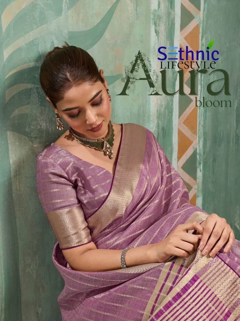 Sethnic Aura Bloom Tissue Cotton Zari Work Designer Saree