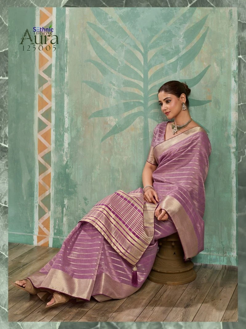 Sethnic Aura Bloom Tissue Cotton Zari Work Designer Saree