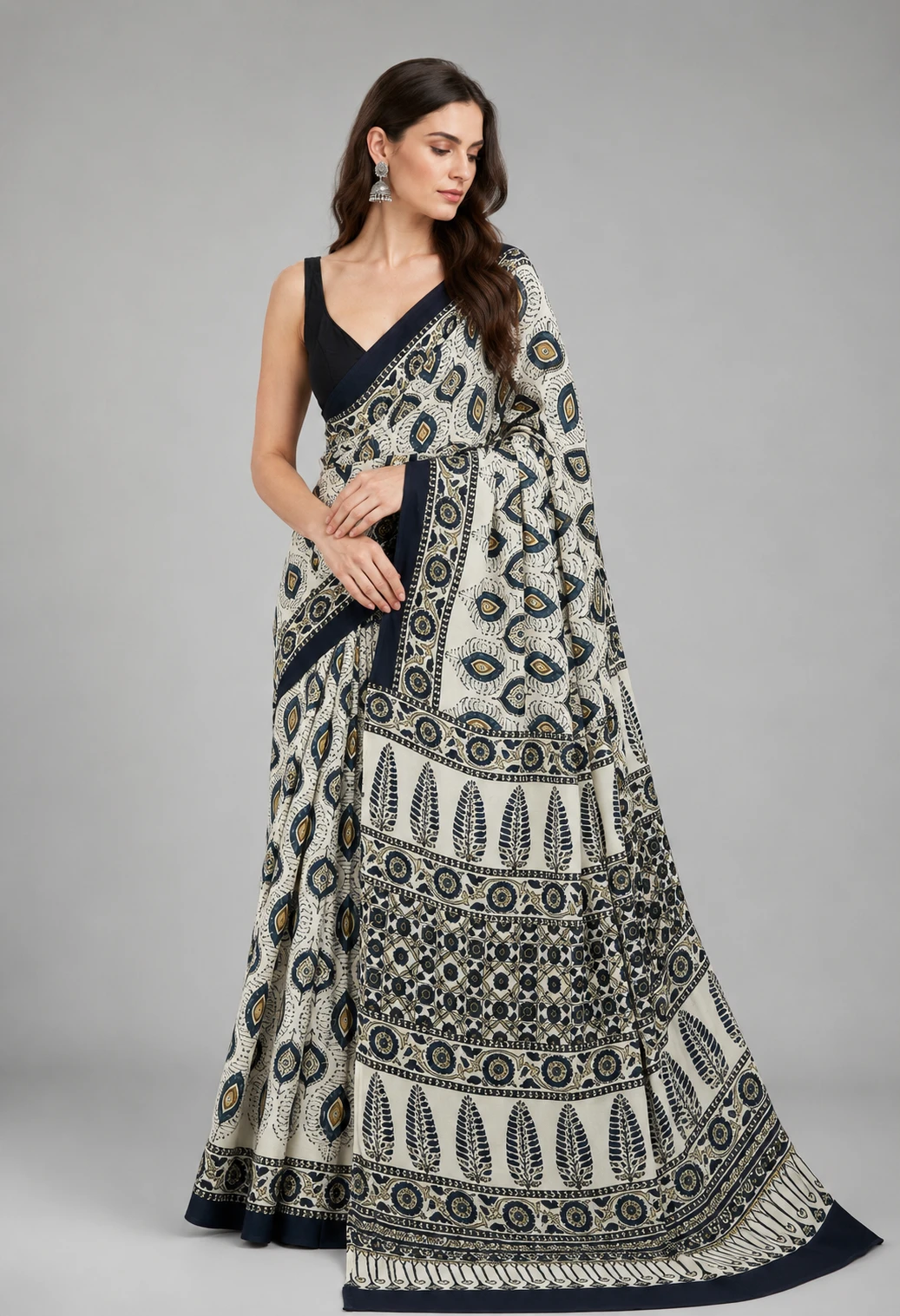 Sf Ajrakh Vol 2 Soft Japan Satin Ajrakh Printed Saree Collection