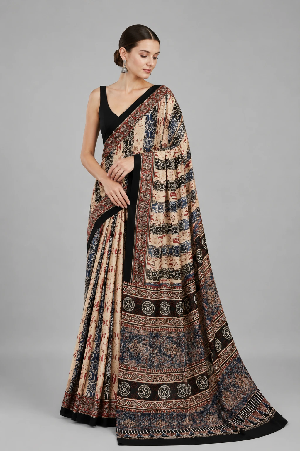 Sf Ajrakh Vol 2 Soft Japan Satin Ajrakh Printed Saree Collection