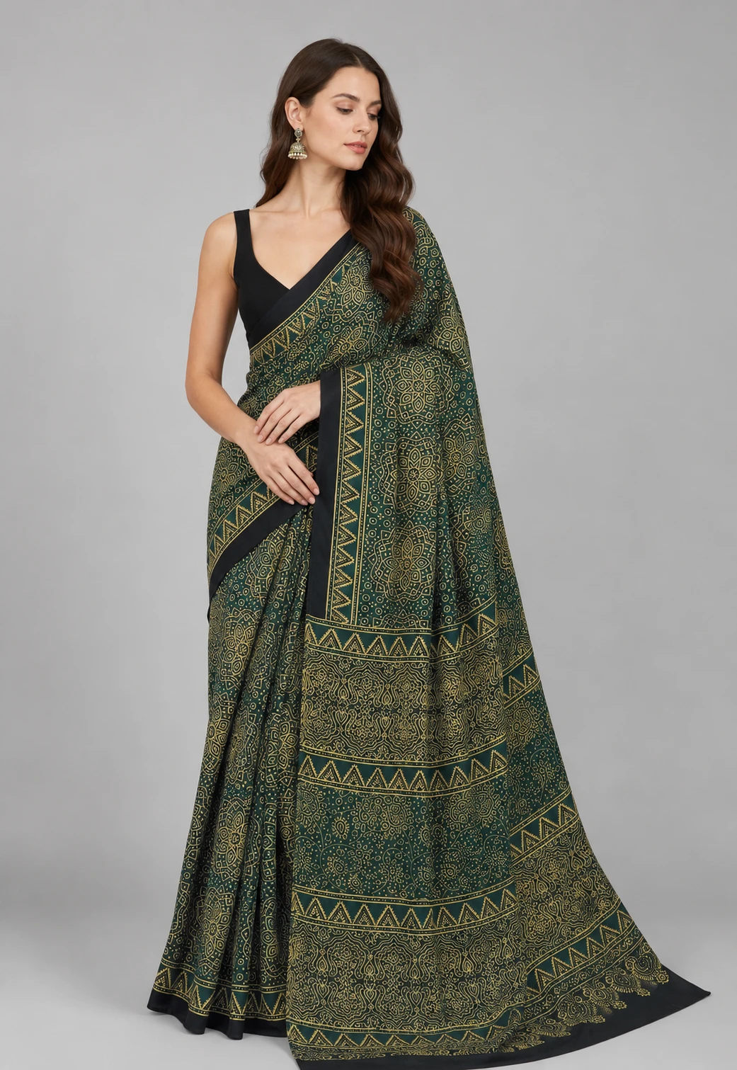 Sf Ajrakh Vol 2 Soft Japan Satin Ajrakh Printed Saree Collection