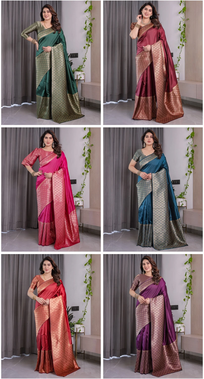 Sh Jcq 06 Soft Lichi Silk Zari Woven Saree Collection