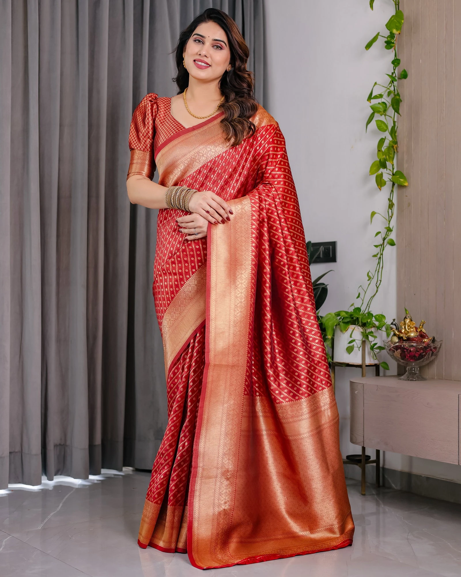 Sh Jcq 08 Soft Lichi Silk Jacquard Worked Saree Collection