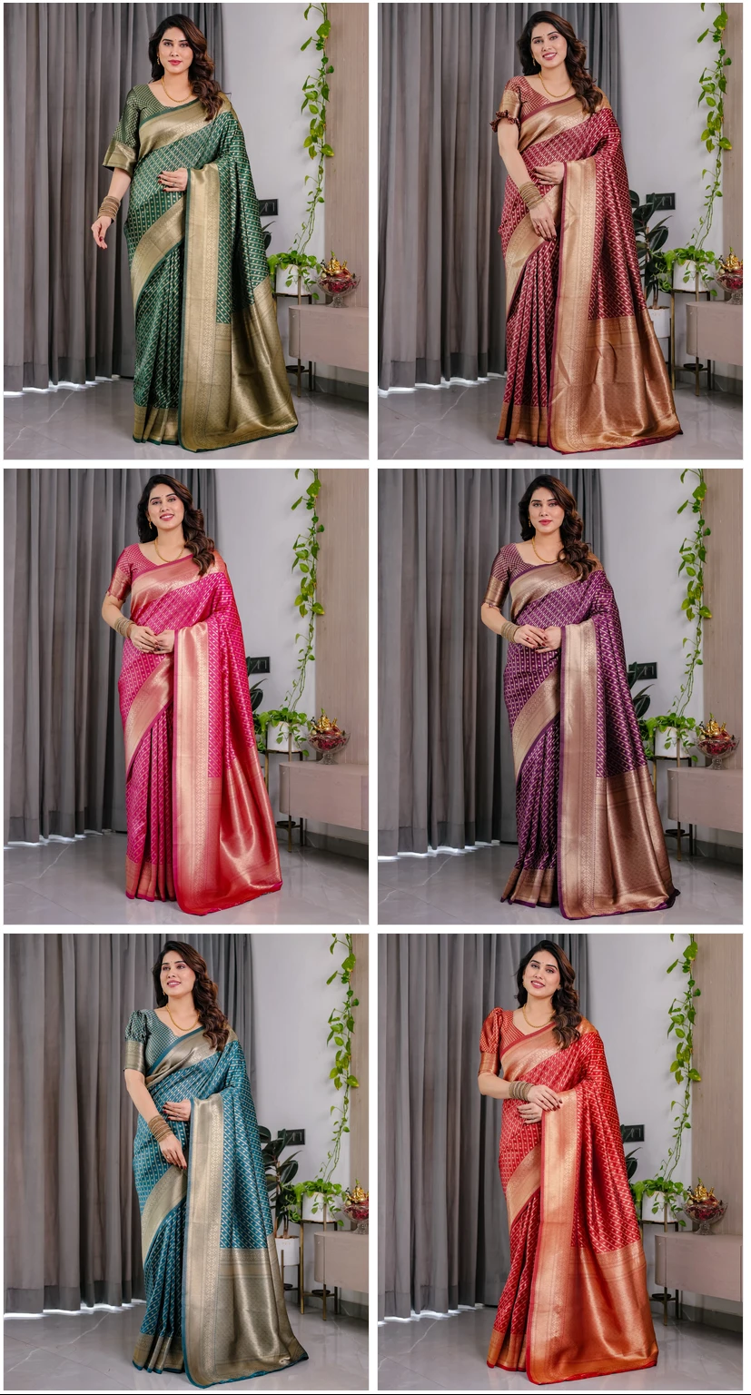 Sh Jcq 08 Soft Lichi Silk Jacquard Worked Saree Collection