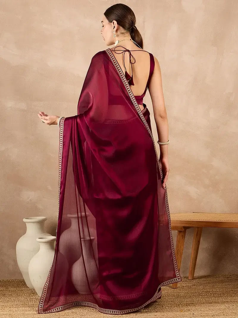 Shc Amisha Cherry Pink Rangoli Silk Sequence Saree Collection