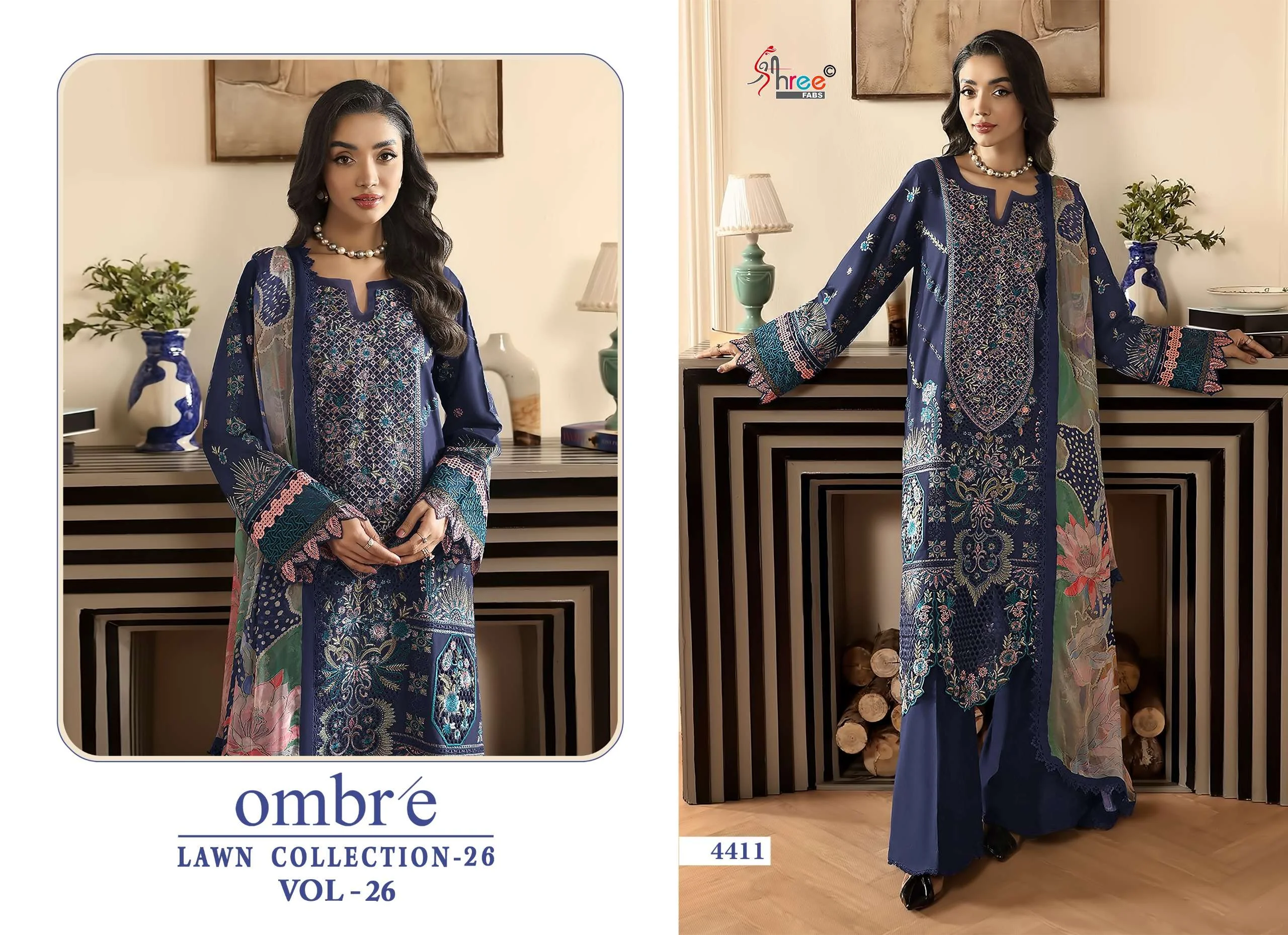Shree Fab Ombre Lawn Collection 26 Vol 26