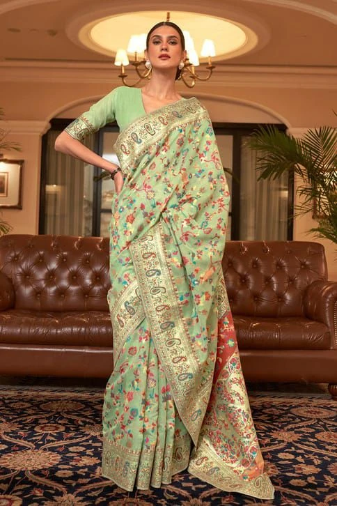 Soft Silk 008 Pashmina Kashmiri Weaving Saree Collection