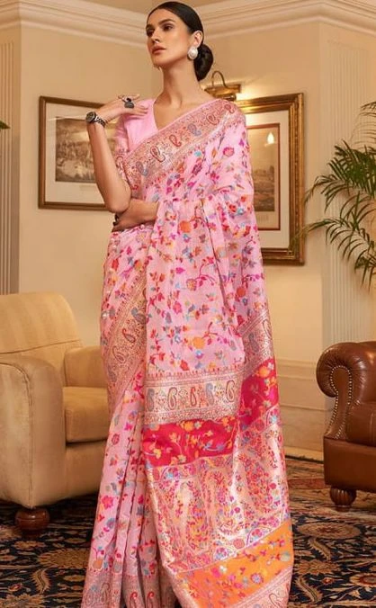 Soft Silk 008 Pashmina Kashmiri Weaving Saree Collection