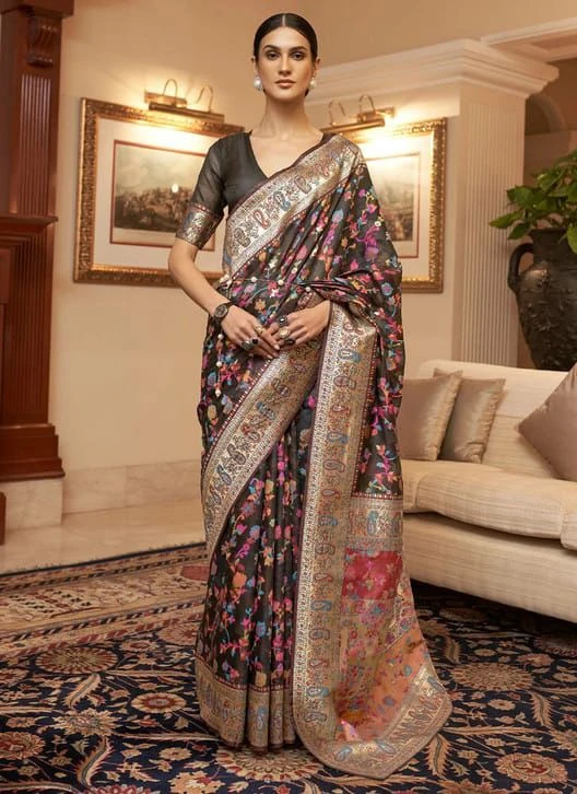 Soft Silk 008 Pashmina Kashmiri Weaving Saree Collection