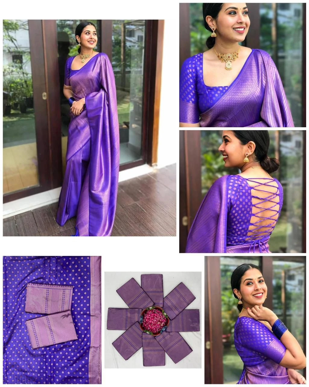 Soft Silk 4009 Lichi Silk Jacquard Work Saree Collection