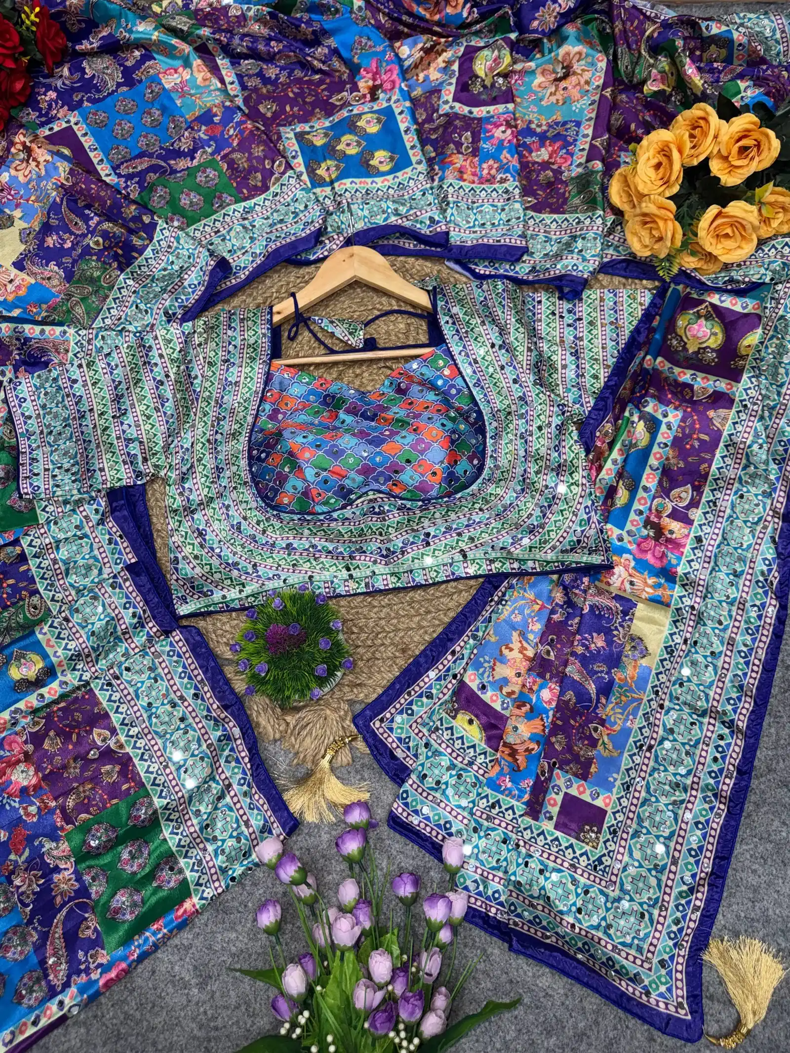 St D No 124 Chinon Silk Designer Handworked Saree Collection