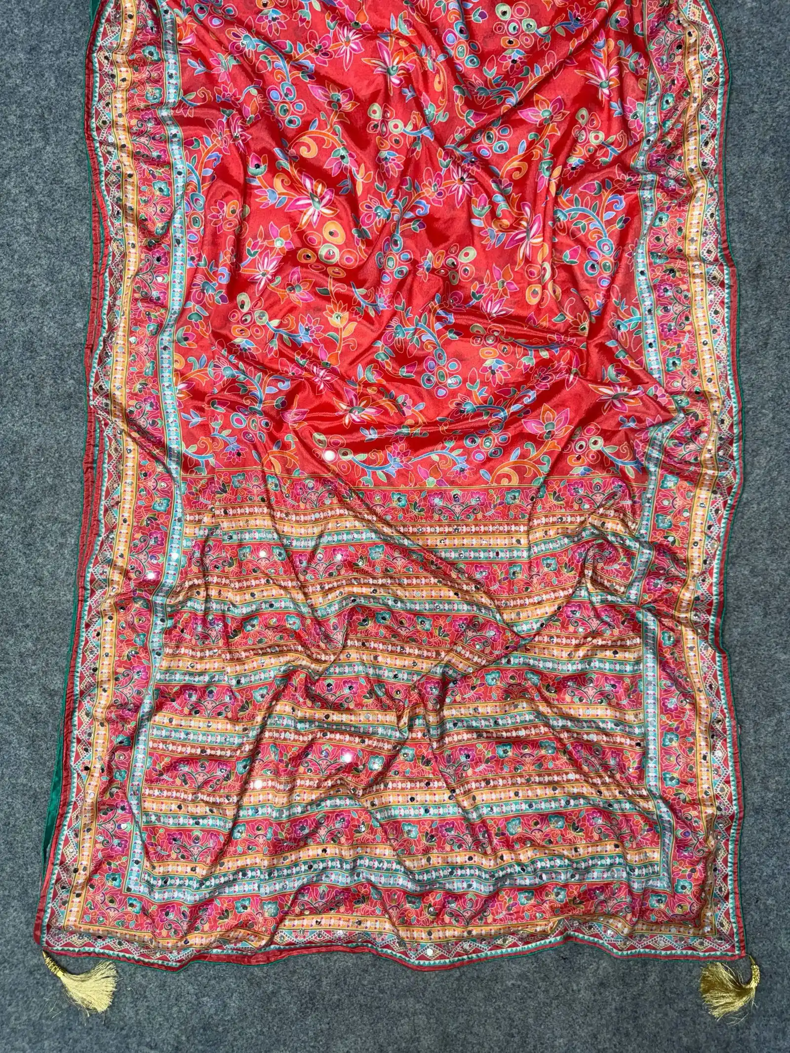 St D No 129 Chinon Silk Handworked Saree Collection