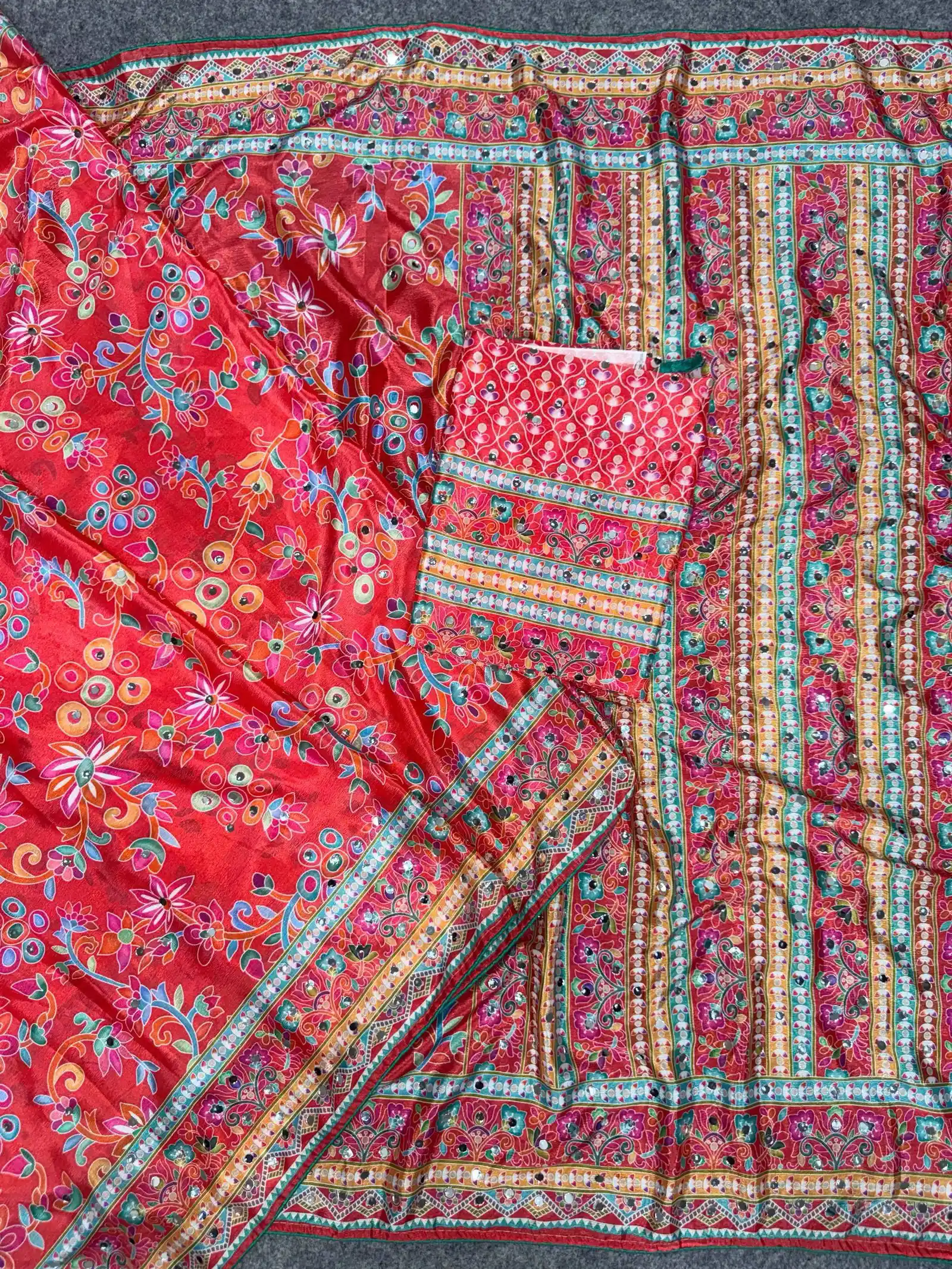 St D No 129 Chinon Silk Handworked Saree Collection