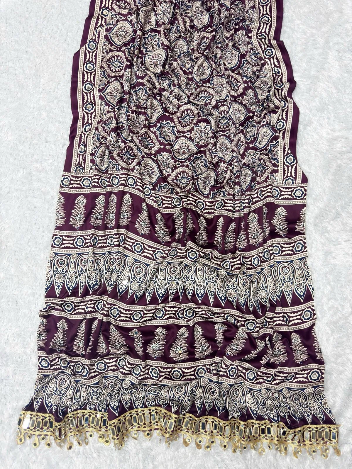 St D No 142 Satin Viscose Silk Pure Arjakh Printed Saree Collection