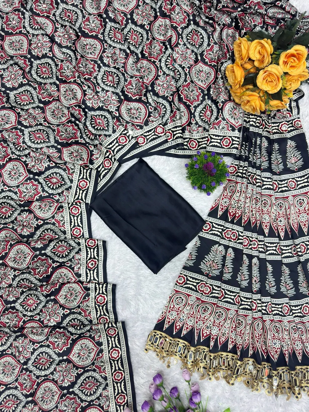 St D No 142 Satin Viscose Silk Pure Arjakh Printed Saree Collection